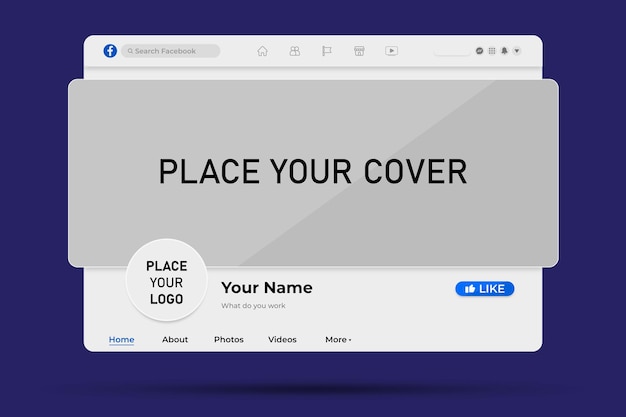 Vector mockup facebook 2d mockup cover photo