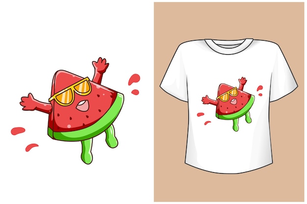 Mockup funny watermelon in the summer