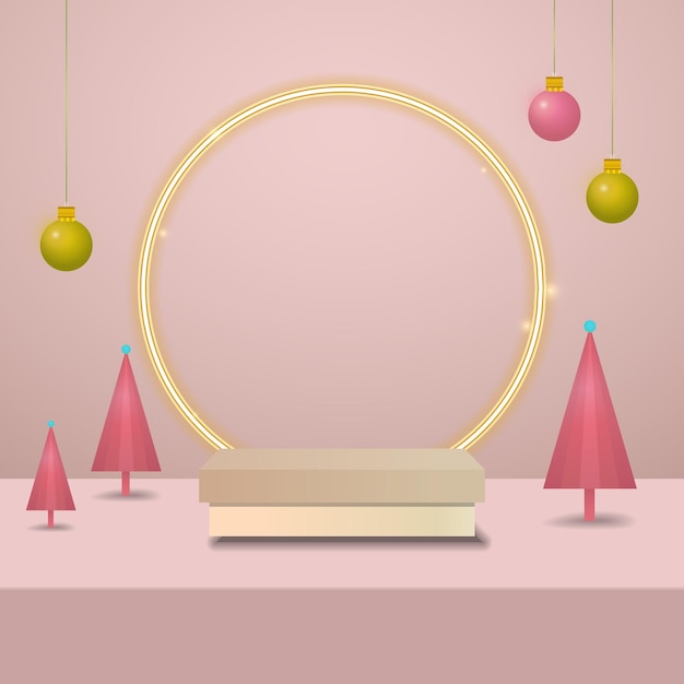 Vector mockup product display merry christmas new year minimal wall scene