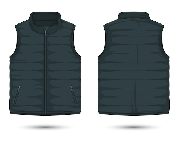 Vector mockup puffer vest front and back view