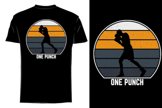 Mockup t-shirt silhouette one punch retro vintage