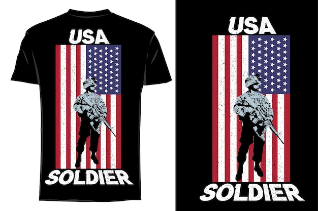 Mockup t-shirt silhouette soldier retro vintage