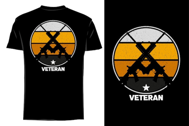 Mockup t-shirt silhouette veteran gun retro vintage