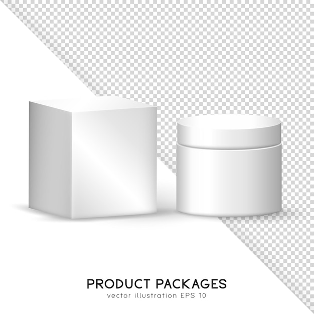 Mockup with two realistic white matte containers for product presentation. 3d packages