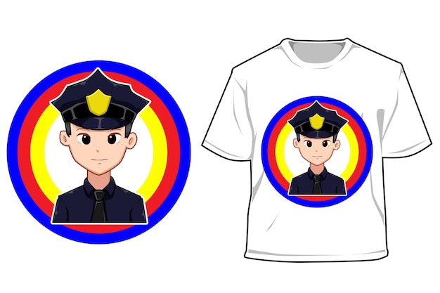 Mockup young police cartoon illustration