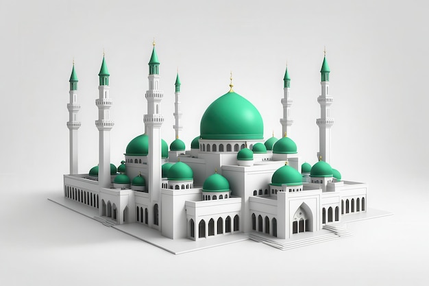 Vector a model of a green mosque with a green dome