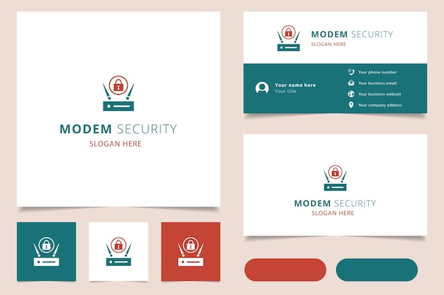 Modem security logo design with editable slogan branding