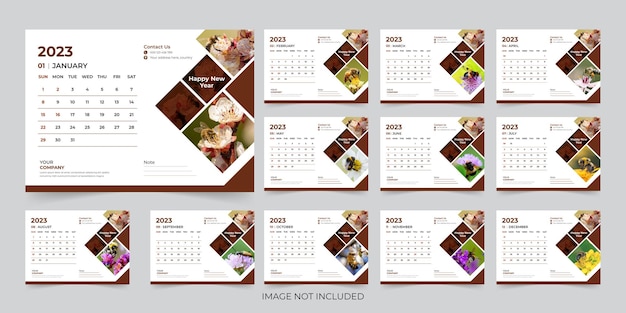 Modern 2023 new year desk calendar design template Vector