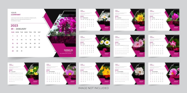 Modern 2023 new year desk calendar design template Vector