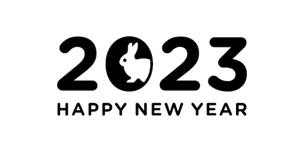 Modern 2023 new year logo with rabbit negative space