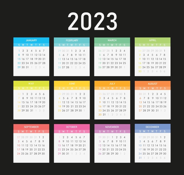 Modern 2023 year calendar template