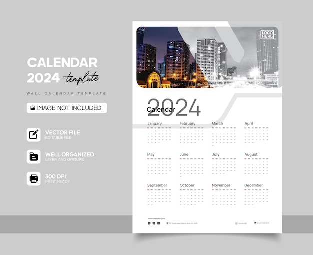 Modern 2024 Calendar template design