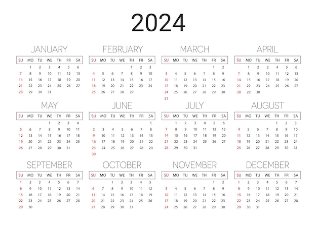 Modern 2024 calendar template