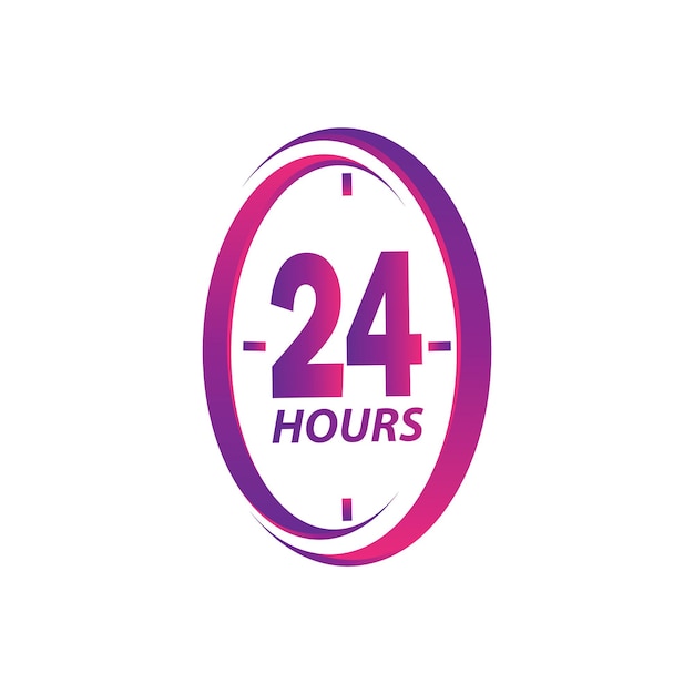 Modern 24 hours service sign logo illustration template design vector in isolated white background