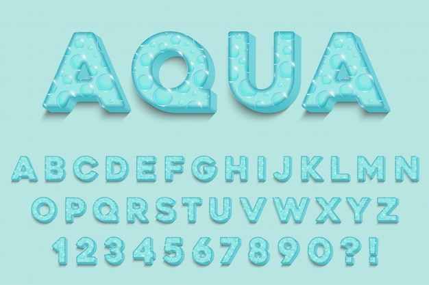 Modern 3D aqua Alphabet Letters