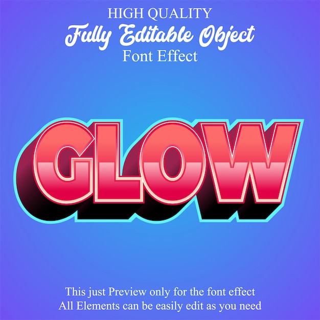 modern 3d bold and glow text style editable font effect