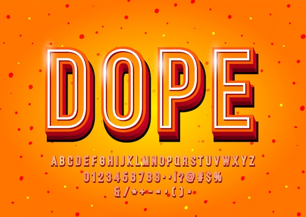 Modern 3d display font design, alphabet, letters and numbers. Vector