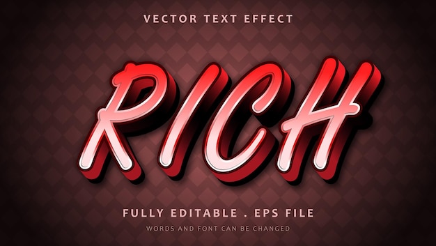 Modern 3d Gradient Red Word Rich Editable Text Effect Design Template