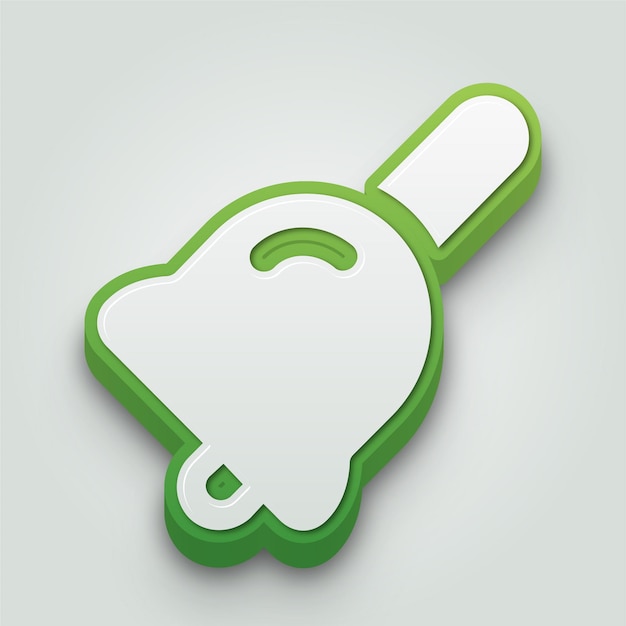 Modern 3D Green and White Hand Bell Icon with Editable Background