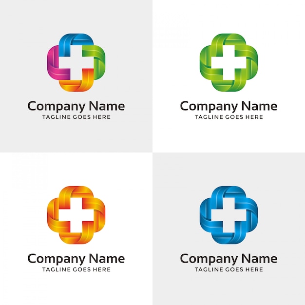 Modern 3D health, medicine, pharmacy logo