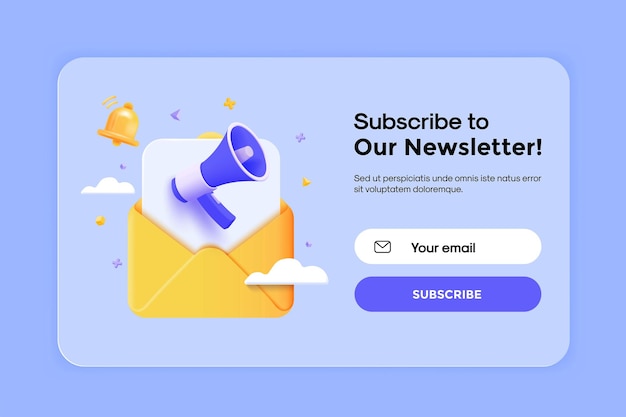 Modern 3d illustration of Newsletter banner 2