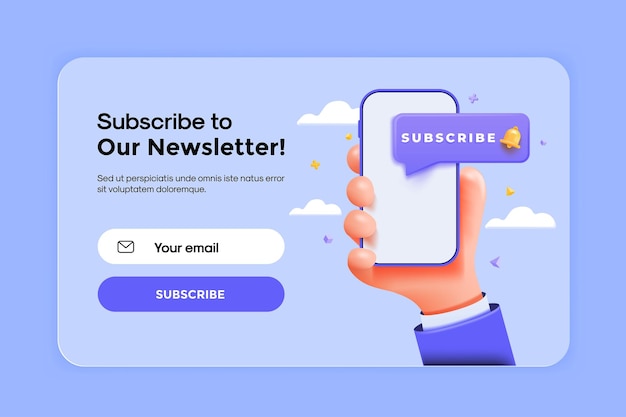 Modern 3d illustration of Newsletter banner 4