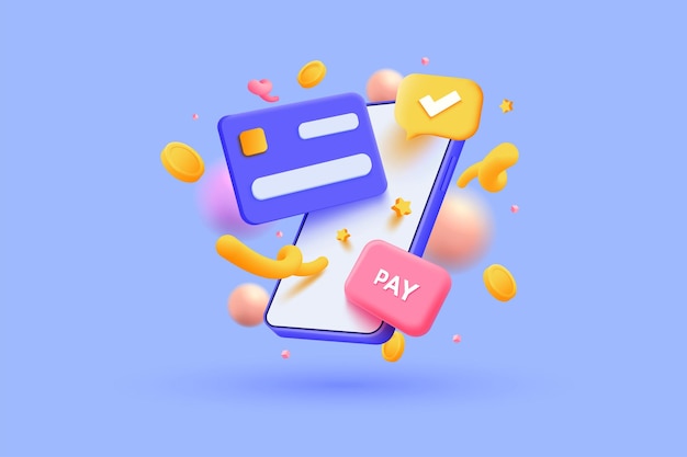 Modern 3d illustration of Online payment concept