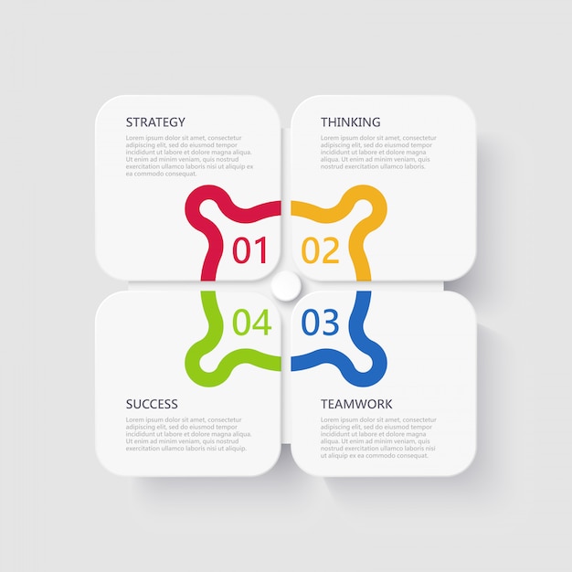 Modern 3D infographic template with 4 steps for success