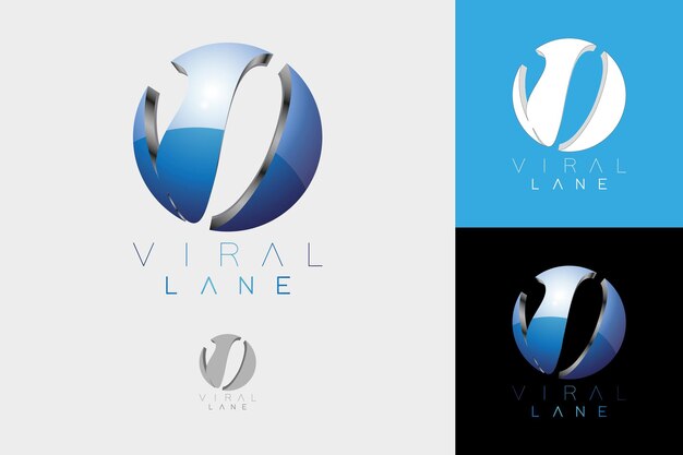 Modern 3D logo with globe-like sphere and letter V for global digital company or gaming industry