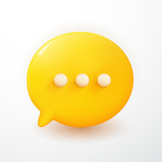 Modern 3D Minimal yellow chat bubbles on white background. concept of social media messages. 3d render illustration