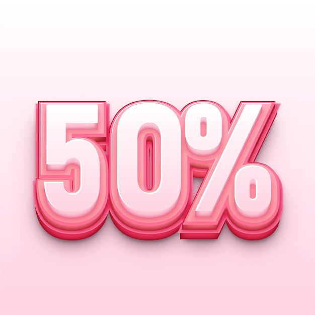 Modern 3D Pink Vector Icon 50 Percentage Sign with Stylish Design