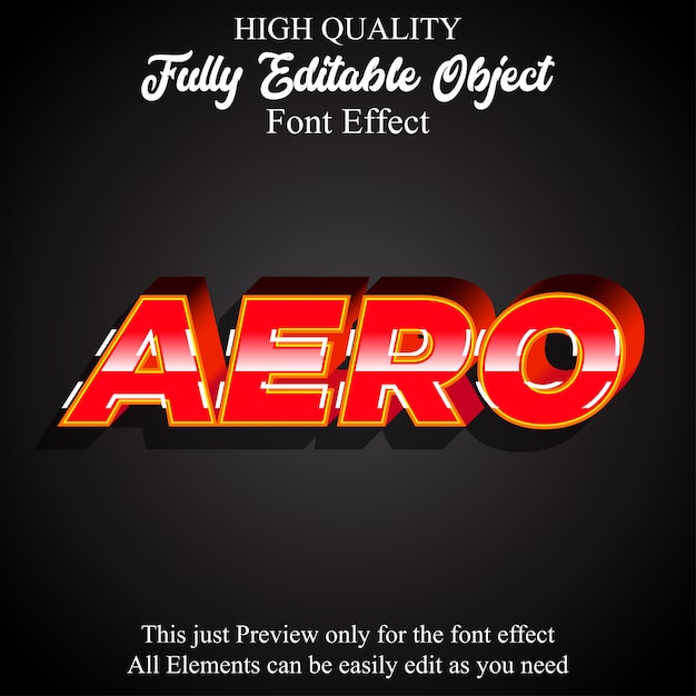 modern 3d red aero text style editable font effect