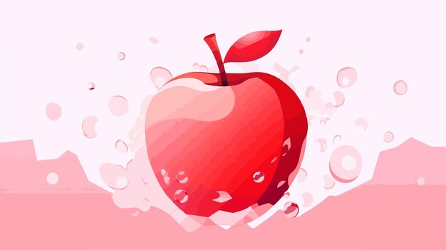 Vector modern 3d red apple geometric icon for visual projects