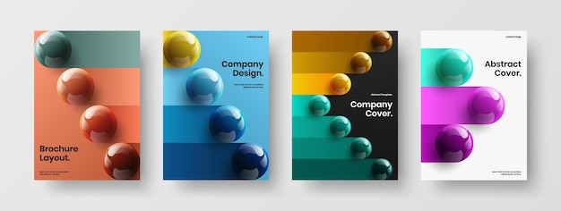 Modern 3D spheres leaflet concept set