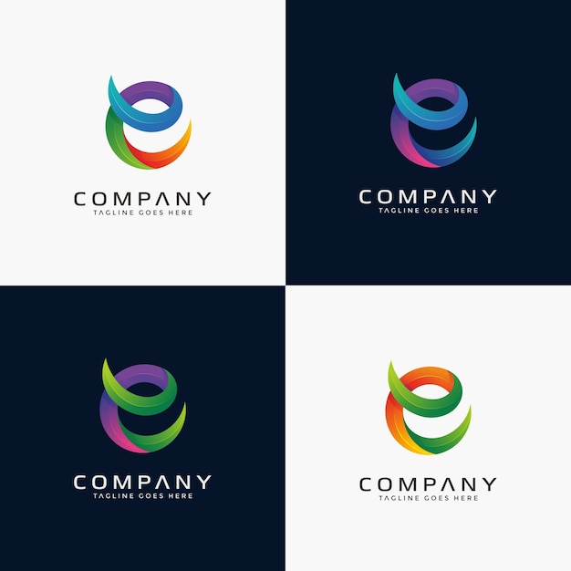 Modern Abstract 3D letter E logo design