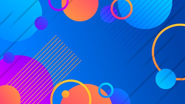 Modern abstract blue background with colorful circle element and shiny effect illustration