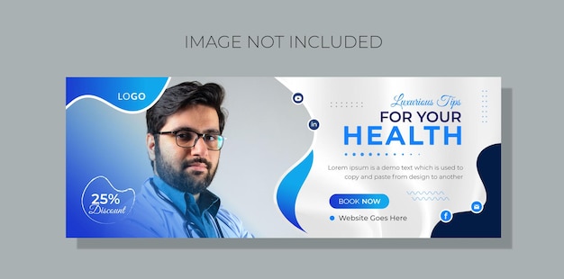 Modern abstract blue medical Facebook cover design or minimalist flyer poster template