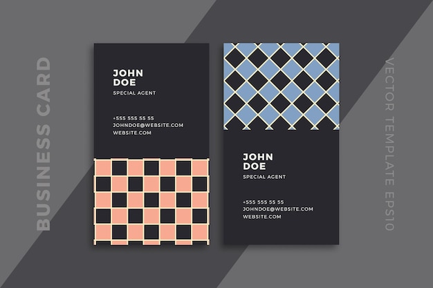 Modern abstract business card vertical dark templates Trendy corporate stationery mockup