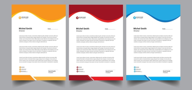 Modern and abstract business letterhead template  Color variation business letterhead bundle