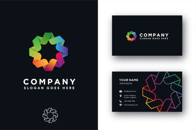 Modern abstract compass unity logo and business card templae