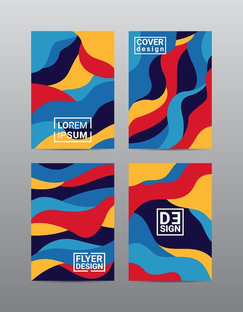 Modern abstract covers layout design template 4 set artwork.