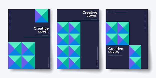 Modern abstract covers set minimal covers design Colorful geometric background vector illustration