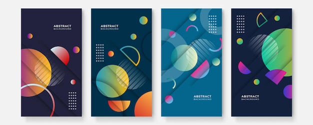 Modern abstract covers story social media set, minimal covers design. Colorful geometric background, vector illustration.