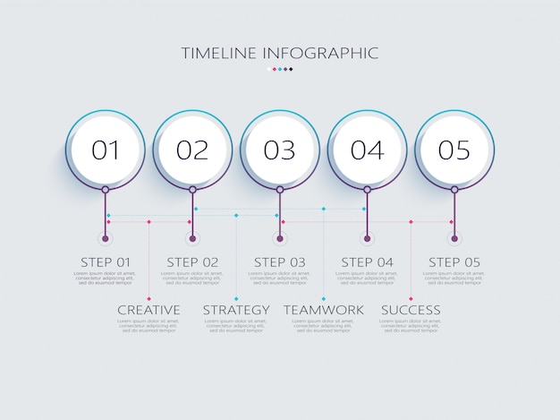 Modern abstract D infographic template with steps for success