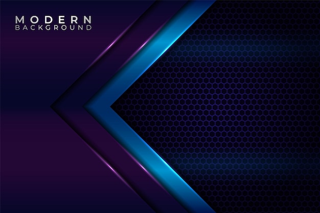 Modern Abstract Dark Background Premium Overlap Realistic Layer Shiny Purple and Blue on Hexagon Pattern