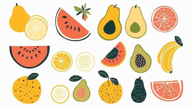 Modern Abstract Fruit Shapes Art Print Elements