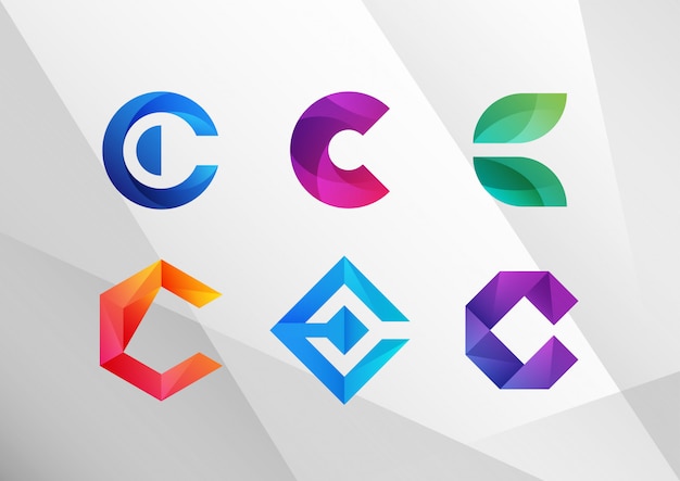 Modern Abstract Gradient C Logo Set