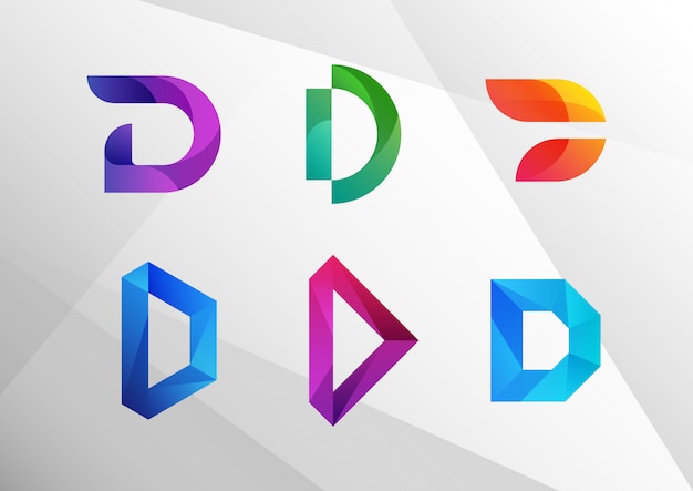 Modern Abstract Gradient D Logo Set