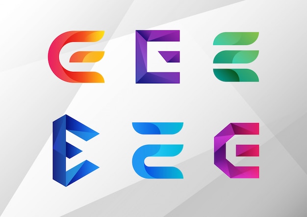 Modern Abstract Gradient E Logo Set