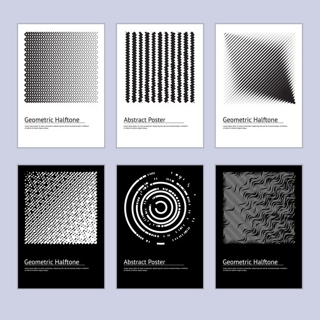 Vector modern abstract halftone poster design set vector